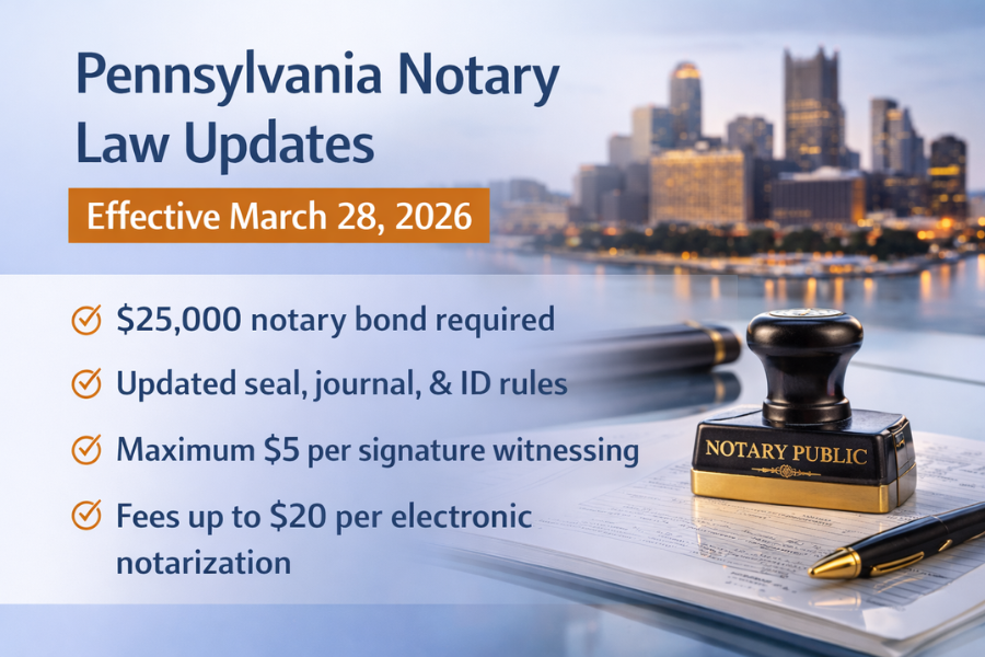Pennsylvania notary law updates 2026 for Pittsburgh mobile notaries